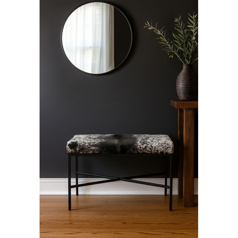 Upholstered Cowhide Bench