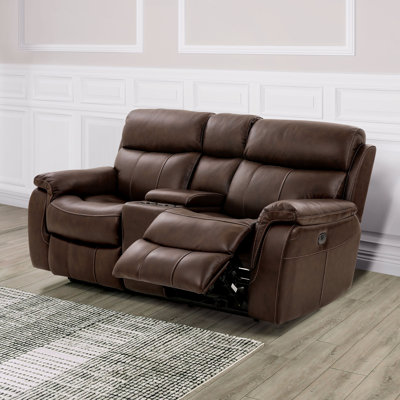 Raashi 77" Leather Reclining Power Loveseat