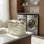 Bamboo Rimmed Krush Container Basket with Cut Out Handles Collapsible Coated Canvas and Chevron Pattern