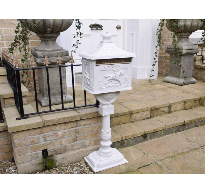 Post Mounted Post Box, White