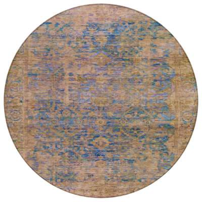 Machine Washable Indoor/Outdoor Xhevrie Navy Rug