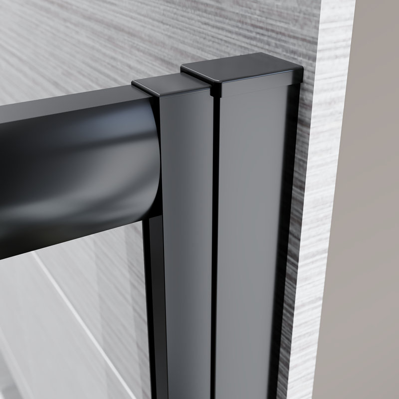 36'' W 72'' H Framed Square Reversible Shower Enclosure, Black