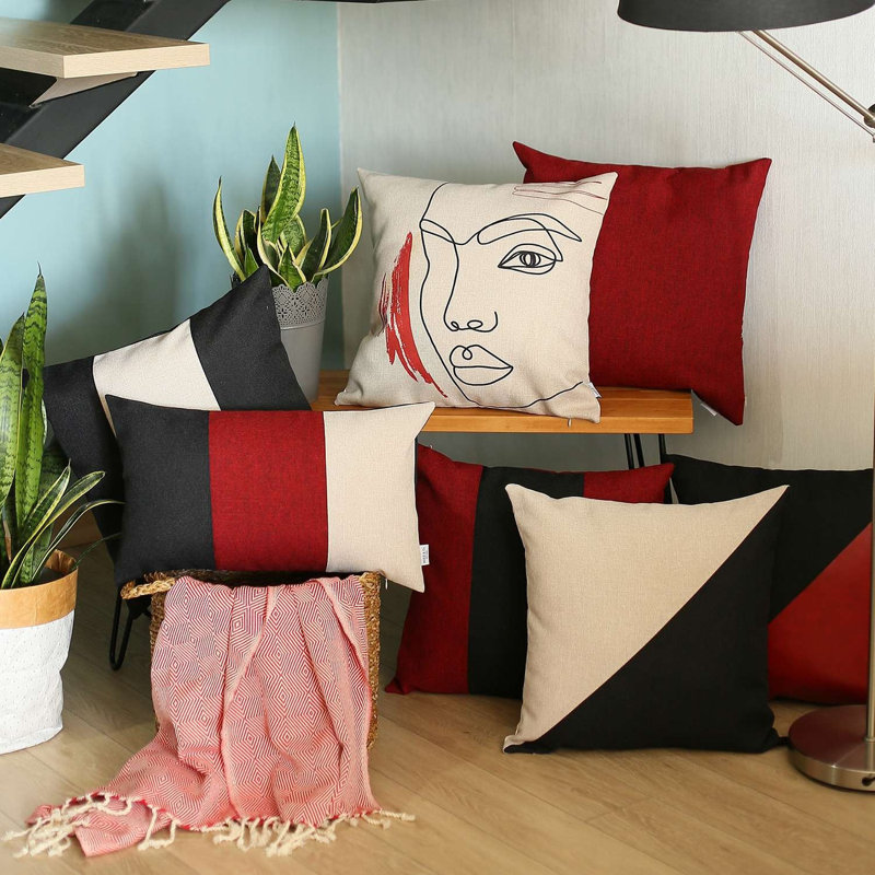 Housse de coussin en polyester , Rouge, Housse de coussin seulement - sans coussin, 16 po x 16 po