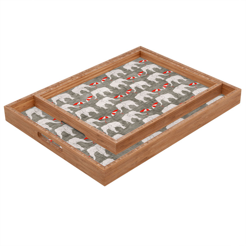 Darieus Wood Tray, 1.75" H x 18" W x 14" D
