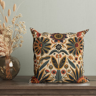 Housse de coussin réversible à motif floral Folk Maximalist