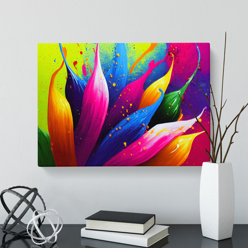 Dashing Flower Splash Abstract - Wrapped Canvas, 35cm H x 50cm W x 3cm D