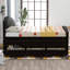 Lit plateforme simple en bois massif avec 6 tiroirs-1234804443