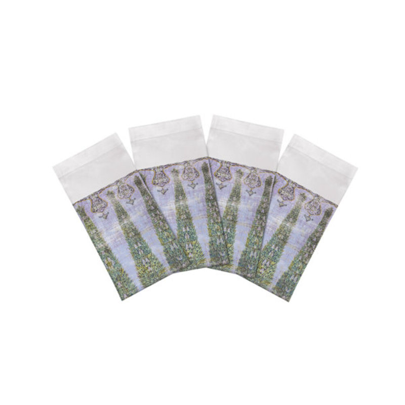 Topkapi Garden Cotton Sateen Dinner Napkins, Gold Purple