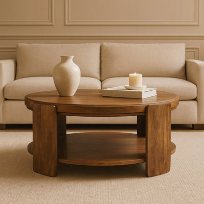 Table basse en bois et cuir Savoy