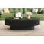 Table basse ovale élégante de 43,3 po avec plateau de 6,8 po d'épaisseur, table de bout cylindrique de style crème moderne, table centrale cannelée minimaliste avec base robuste pour le salon-1971037021