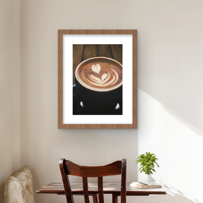 Cappuccino artistique - reproduction encadrée mate pour la décoration intérieure, Brun, H 20 po x l 16 po