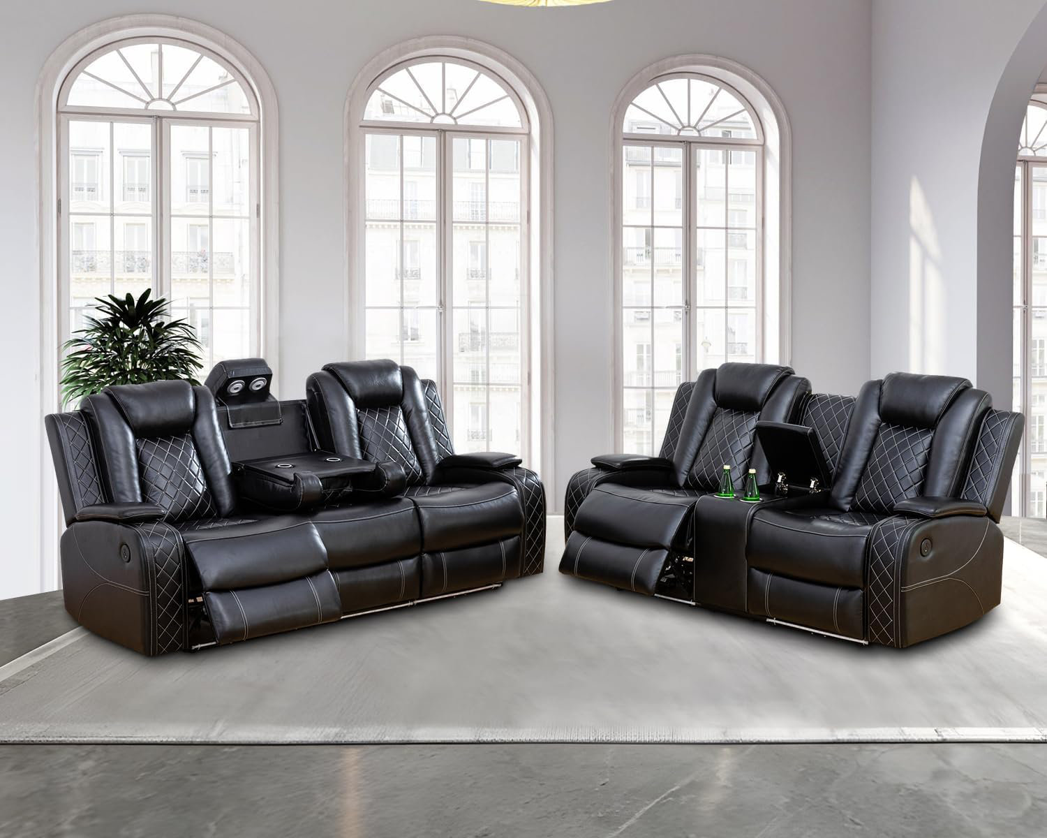 2 piece leather reclining sofa set new arrivals