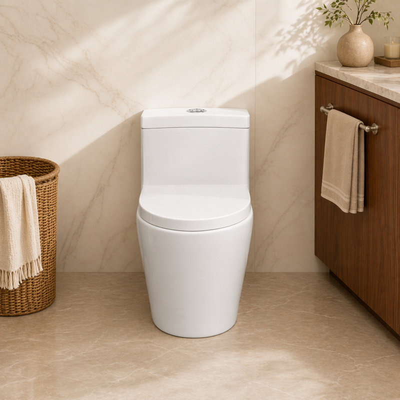 One Piece Rimless Toilet | Elongated Dual Flush with Comfort Seat Height & Seat Included – White