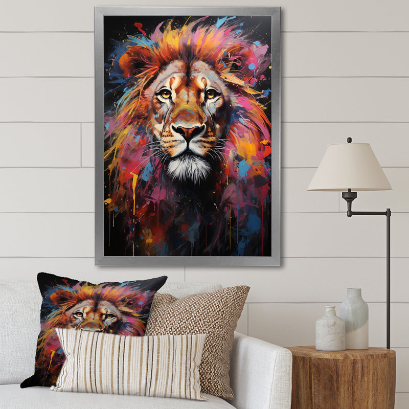 Lion Urban Wild Urban II sur toile, Cadre photo argenté, H 44 po x l 34 po x P 1,5 po
