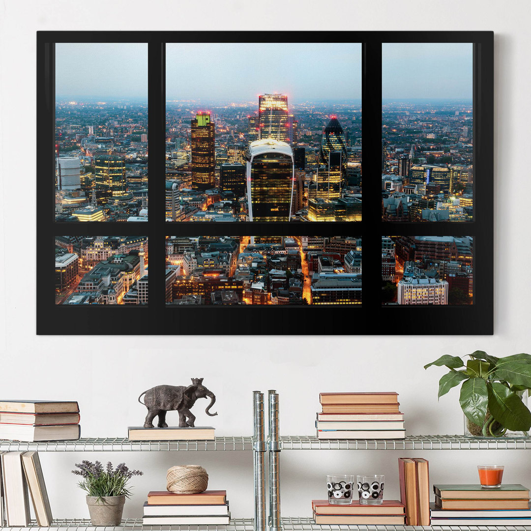 Leinwandbild -Fensterblick auf die beleuchtete Londoner Skyline von Philippe Hugonnard