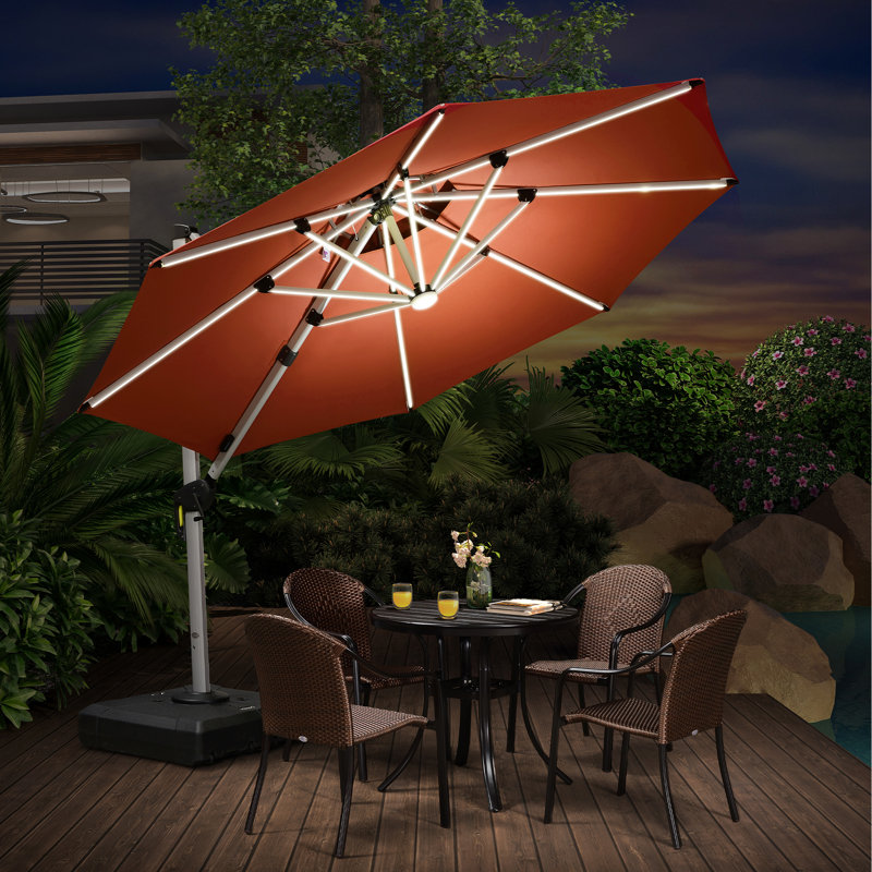 Parasol rond en porte-à-faux 10 pi Jennet, rouge brique, Rouge brique