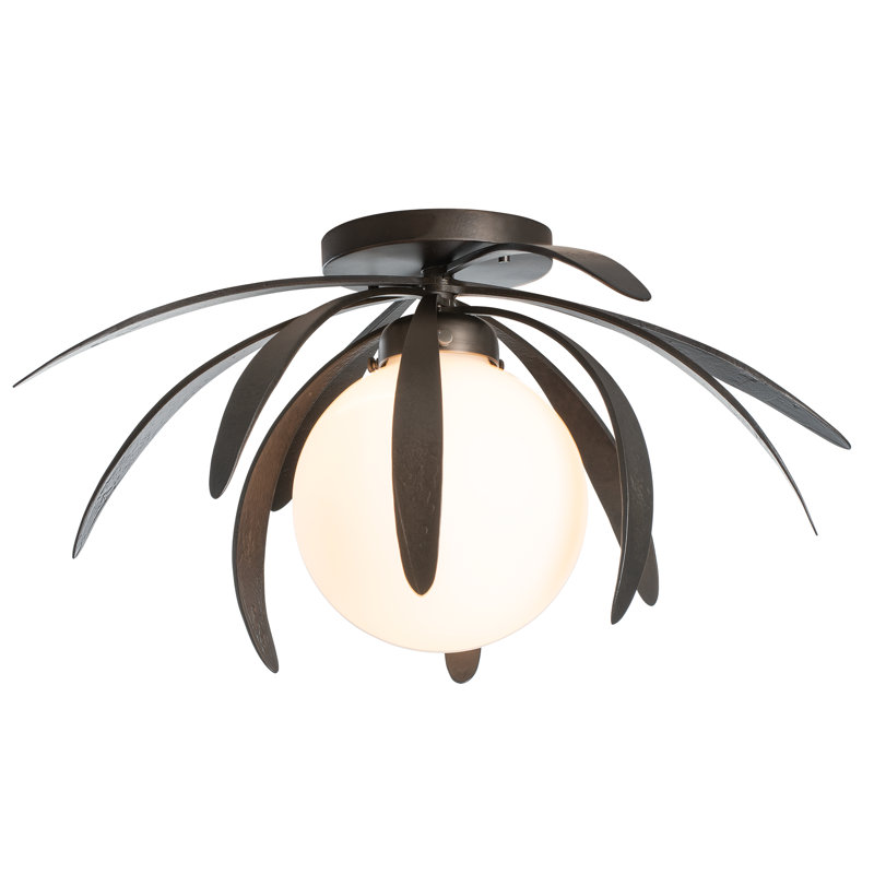 Dahlia 1 - Light Semi Flush Mount, Opal White, Dark Smoke