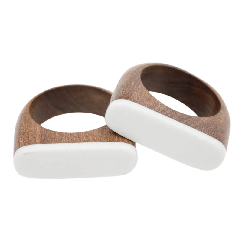 Flow Napkin Rings - White, White