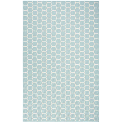 Kyee Geometric Reversible Indoor / Outdoor Area Rug in Aqua