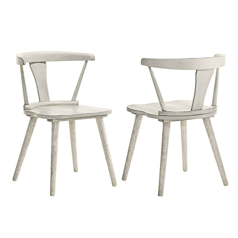 Ensemble de 2 chaises en bois massif, Blanc