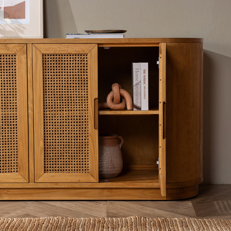 Adelheid Wood Sideboard with Cane Detail