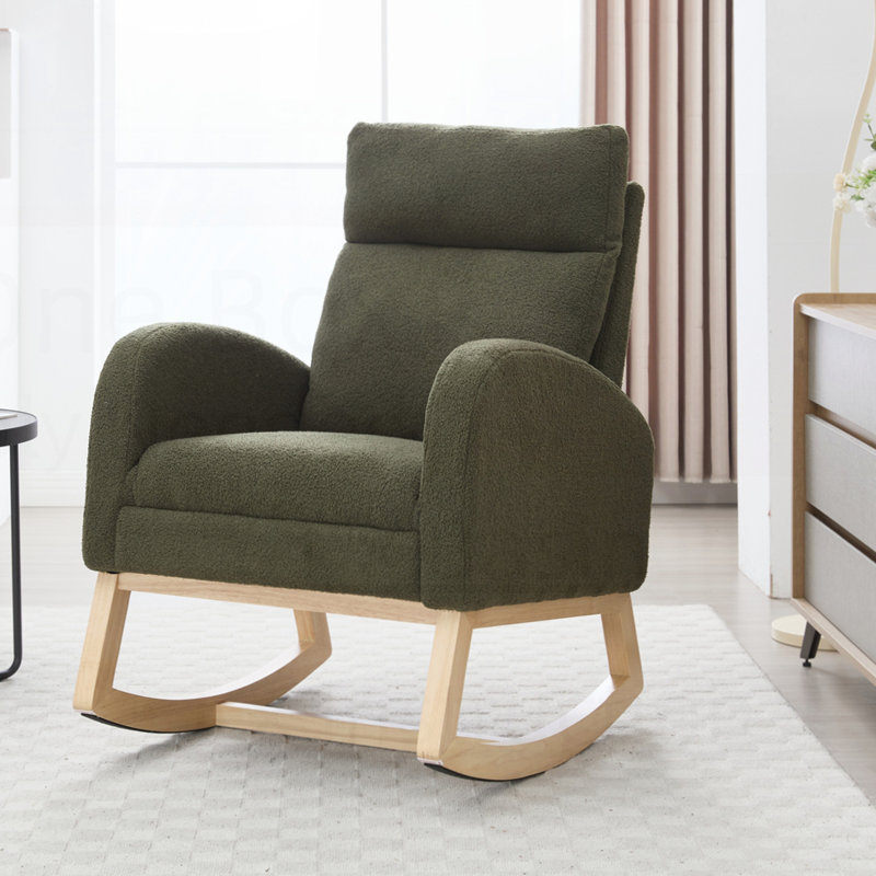 Chaise berçante en tissu Teddy, Vert