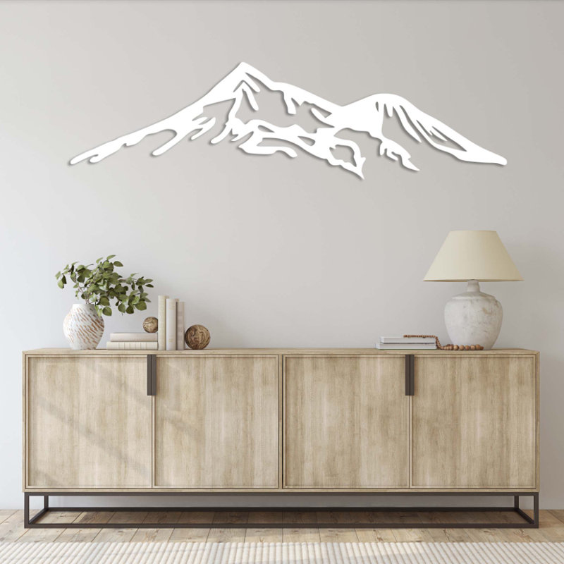 Mont Shasta, art mural en métal - paysage de montagne californien - sculpture silhouette Shasta, Blanc