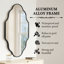 Miroir mural ovale avec cadre en aluminium, verre trempé HD, décor mosaïque, suspension verticale / horizontale, résistant aux chocs pour meuble-lavabo, salon et entrée-783339884-783339889
