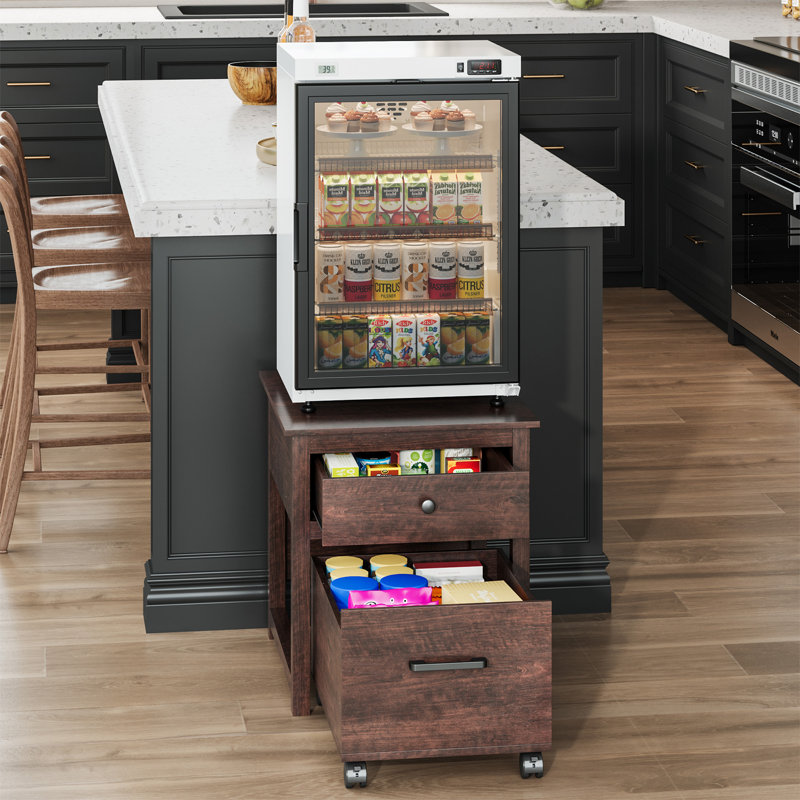 Mini-support de réfrigérateur avec tiroir, mini-table de réfrigérateur avec roues, mini-support de réfrigérateur pour la cuisine, le bureau, la chambre à coucher