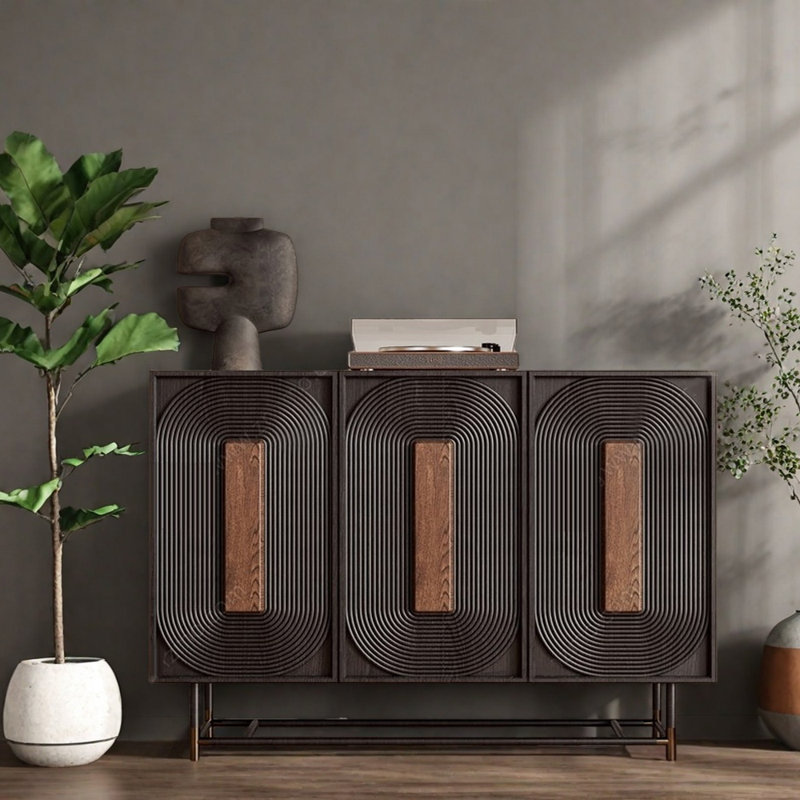 Armoire d'entrée Mid-Century, H 33,5 po x l 55,1 po x P 15,7 po