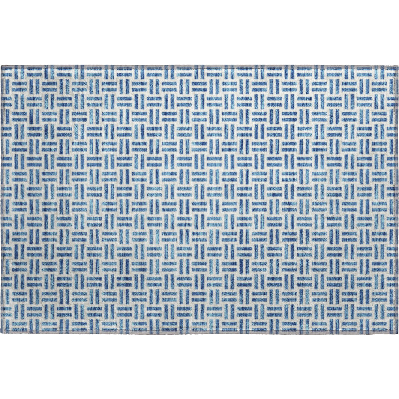 Premium Machine Washable Prisco Denim Rug, Rectangle 1'8" x 2'6"