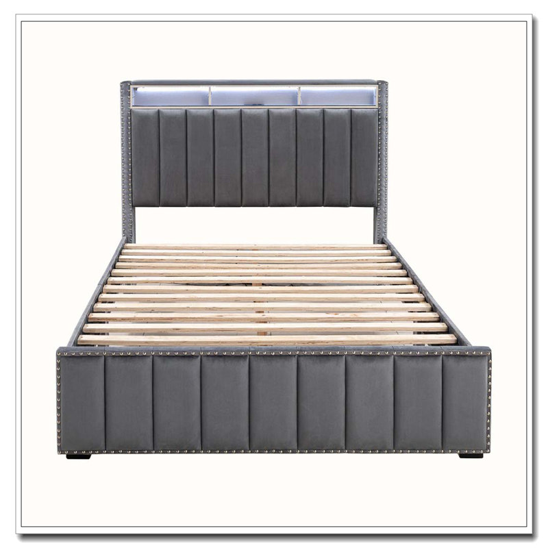 Rangement de lit, Grand, Gris foncé