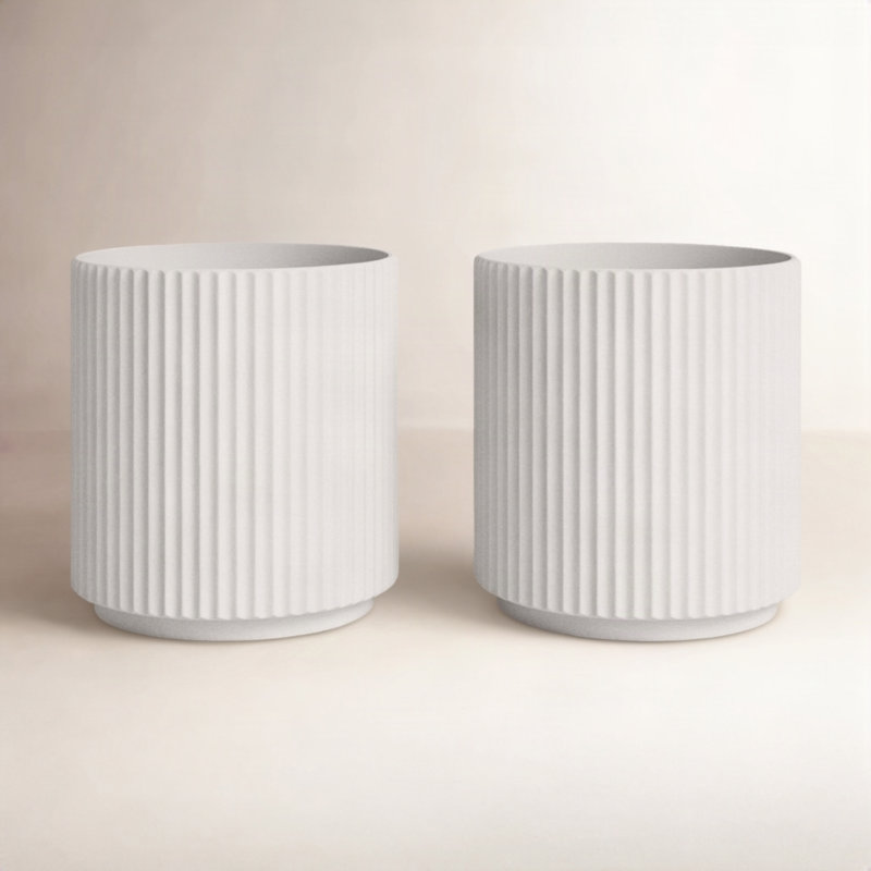 Pot à fleurs rond Veradek Demi Series, H 16 po x l 14,75 po x P 14,75 po, Blanc, 2