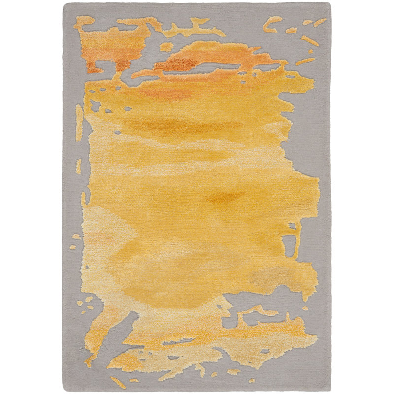 Tapis gris abstrait moderne fait à la main Versailles, Rectangle 7 pi 9 po x 9 pi 9 po