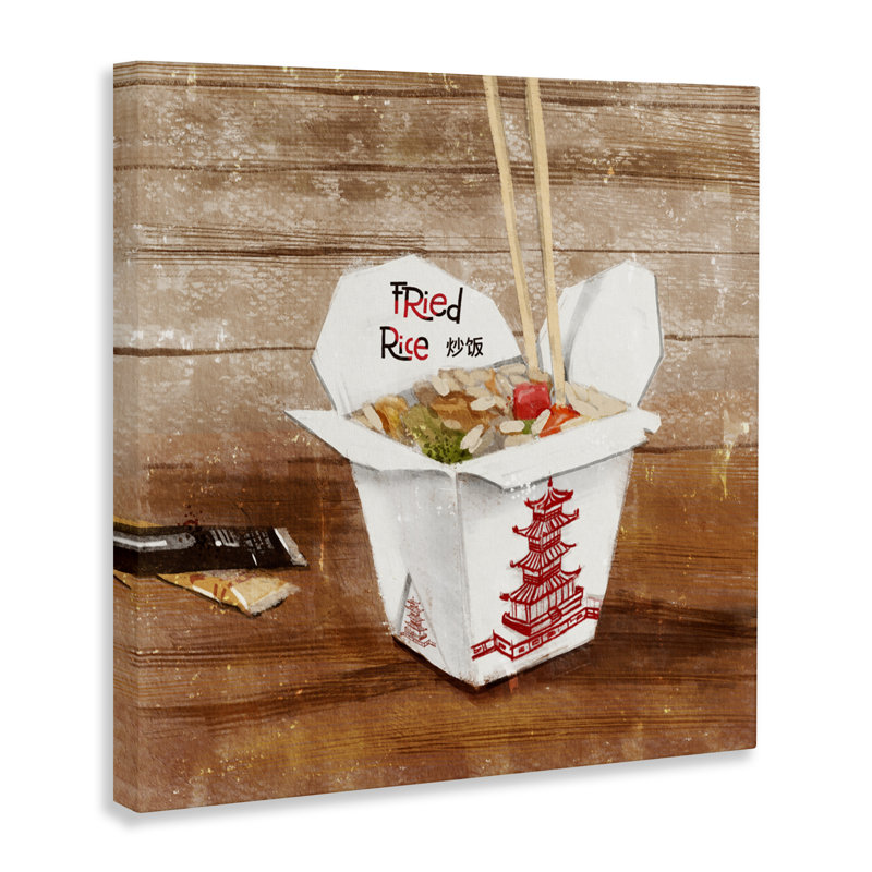 Art mural sur toile, "Fried riz", par Juliet Rose Philips, H 17 po x l 17 po