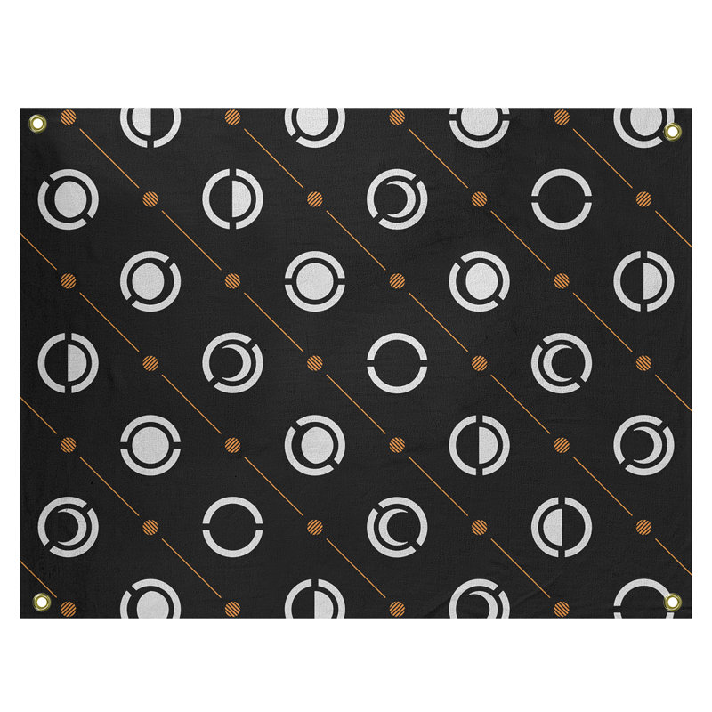 Tapisserie, H 59 po x l 80 po, Noir / blanc / orange
