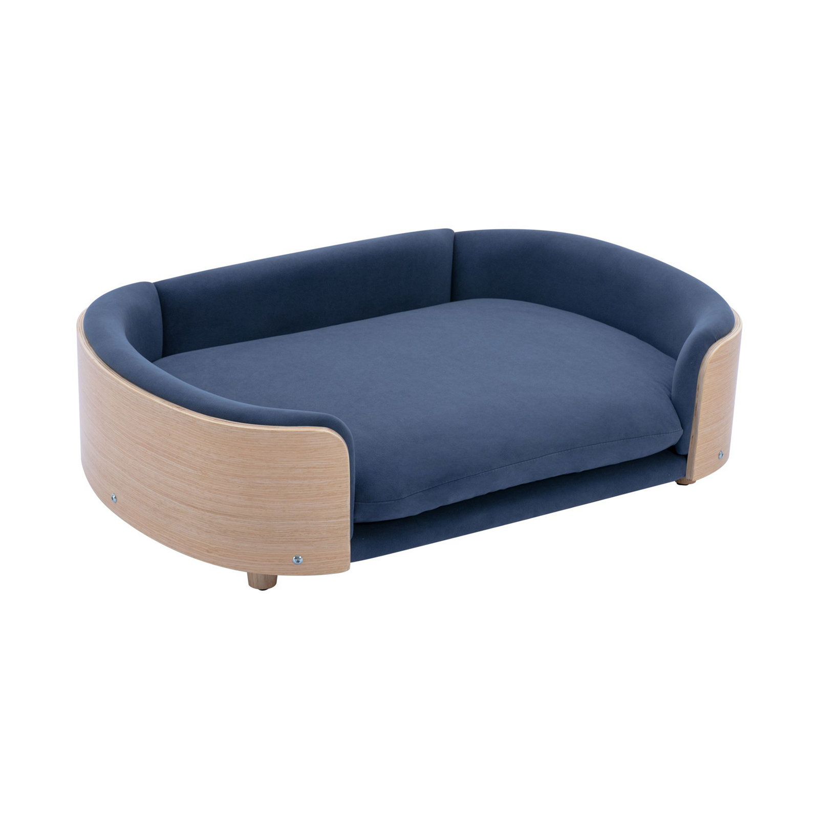 Inira Pet Bed, 26.38" W x 16.14" D x 9.84" H, Dark Blue/Natural