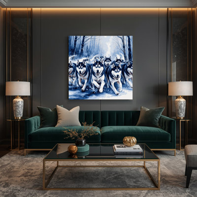 Dogs Siberian Husky Blue Canvas Wall Art