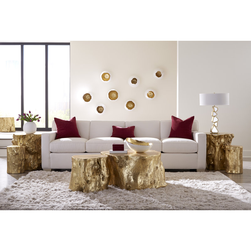 Large Gold Leaf Resin Log Storage Stool