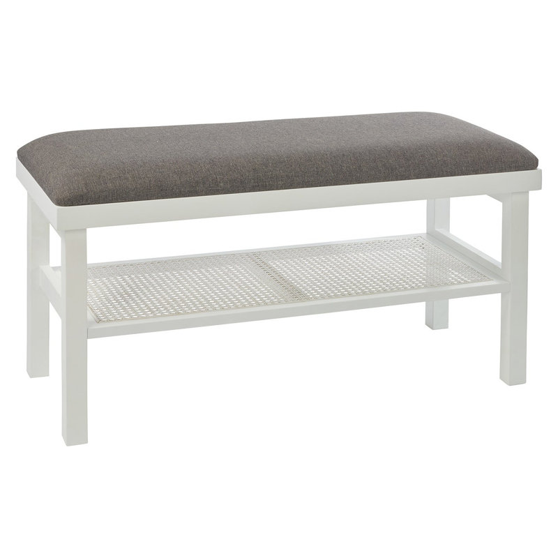 Tenaya Polyester Upholstered Storage Bench, White