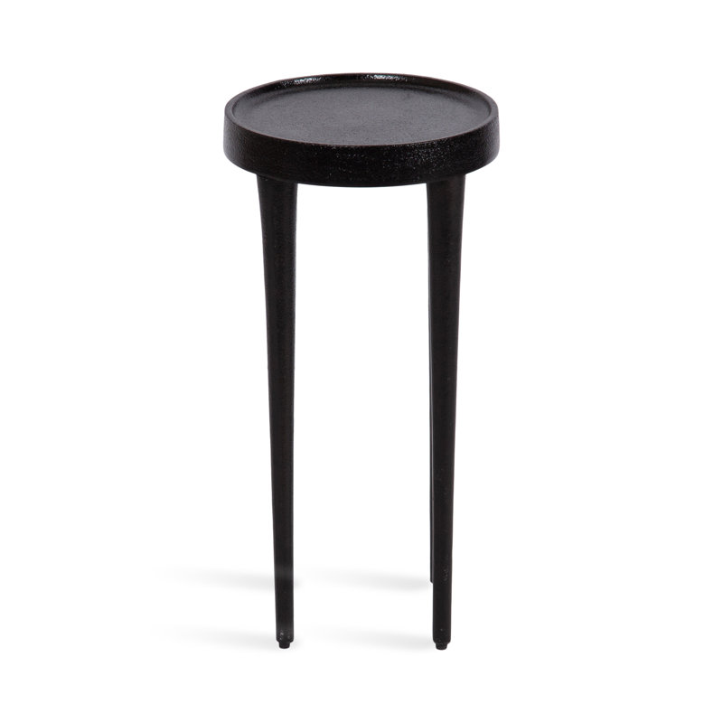 Metal Round Drink Table, Black, 20.5" H x 10" W x 10" D