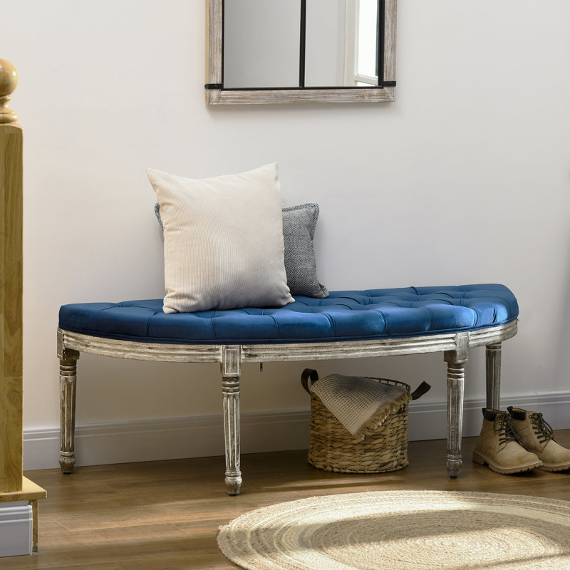 Alida Polyester Upholstered Bench, Blue