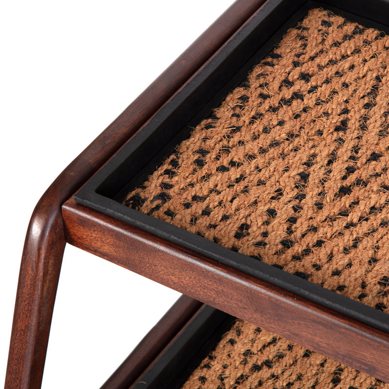 Premium Solid Wood Boot Tray Stand with Natural Coir Mat - Entryway & Mudroom Shoe Organizer, Brown, 22" W x 26.5" L, Tier 2
