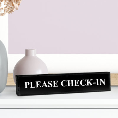 Veuillez vous inscrire 2 po x 8 po en acrylique noir - Accessoires de bureau