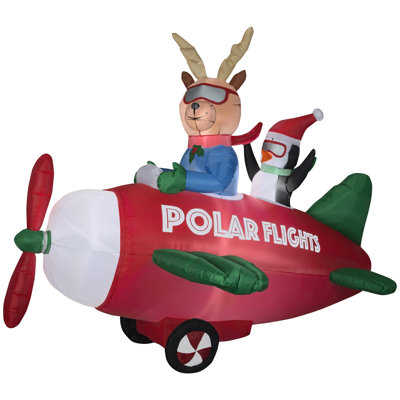 Animated Christmas Inflatable Reindeer in Airplane