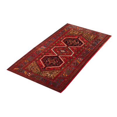 One of kind Hand-Knotted Anadol Red Rug 3'7" x 6'9"