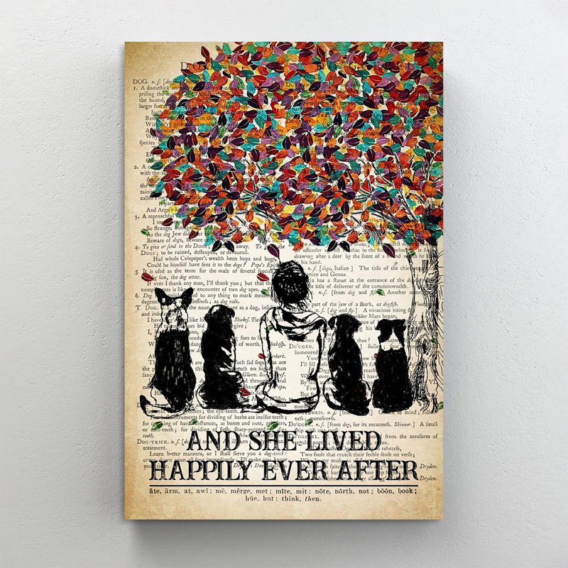 «Dog and She Lived Happily Ever After Vintage», impression sur toile tendue, H 20 po x l 16 po x P 1,25 po