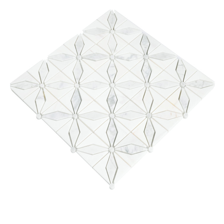Bianco Dolomite Starlite 12 in. x 12 in. Polished Marble Mosaic Tile