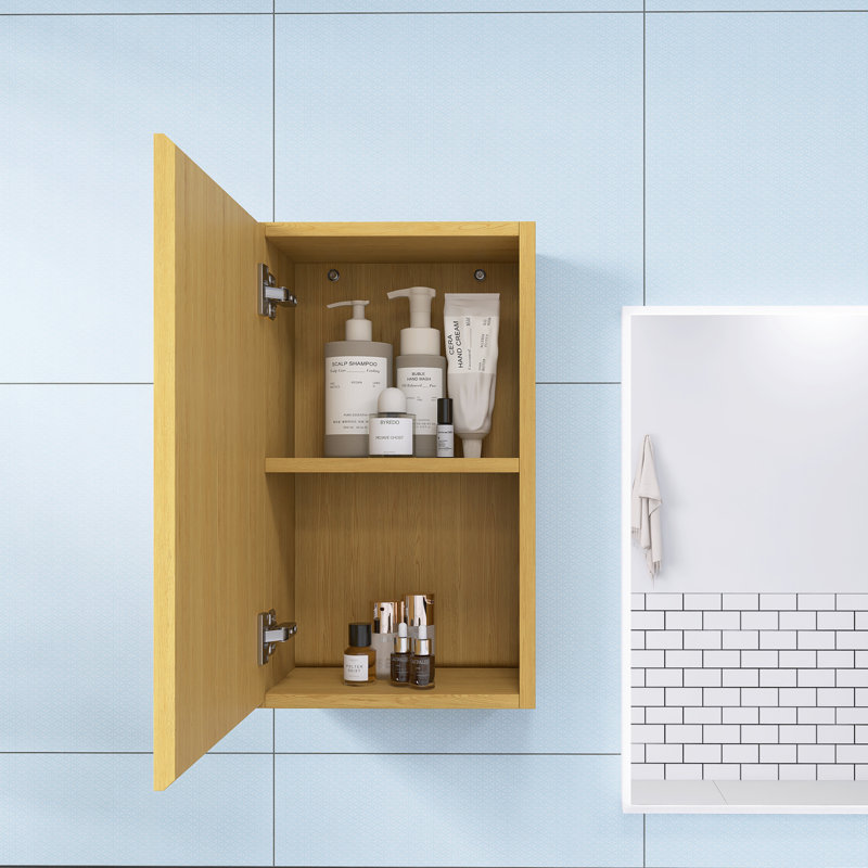 14 In. W X 12 In. D X 24 In. H Plywood Light Oak Linen Cabinet