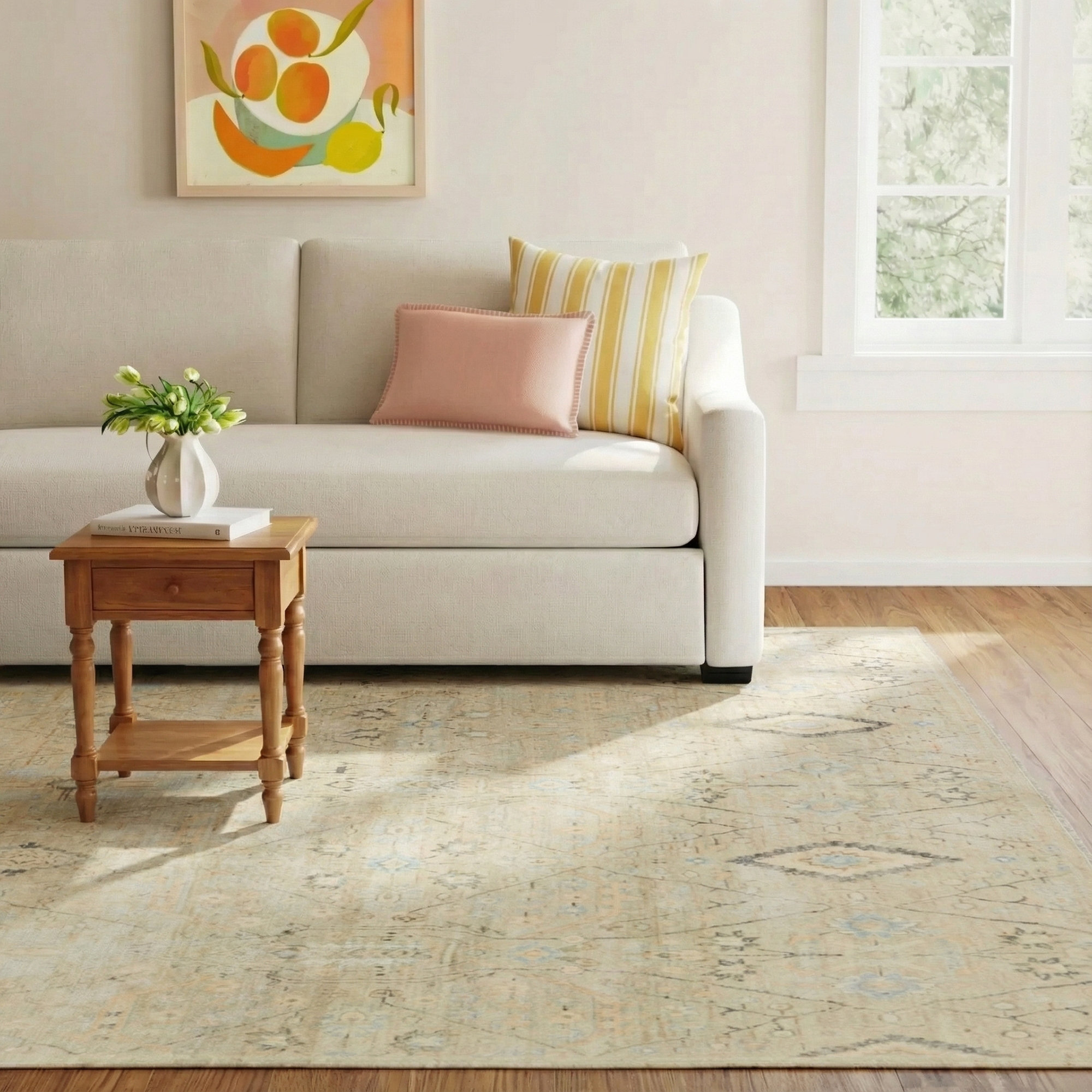 Ellett Cream/Blue Rug, Rectangle 8'10" x 11'9"